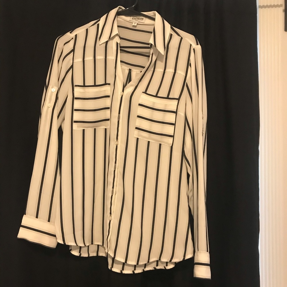 White and black stripped blouse